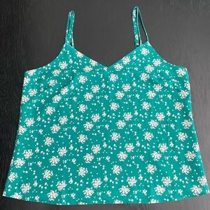Skies Are Blue Green Camisole Floral Top Size XL